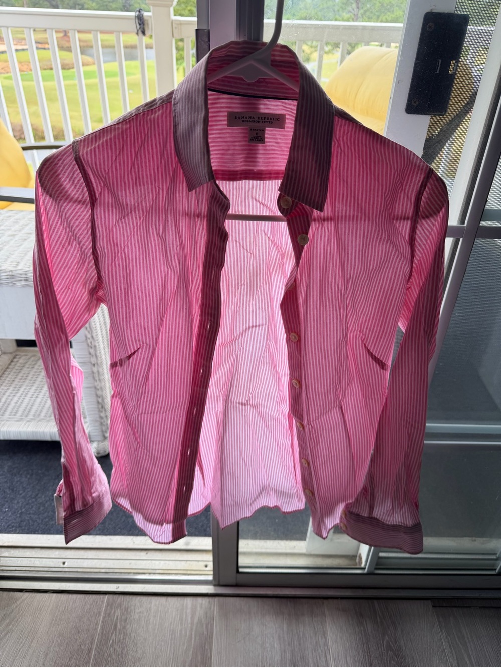 Banana Republic Pink Striped Button-Up Blazer Shirt